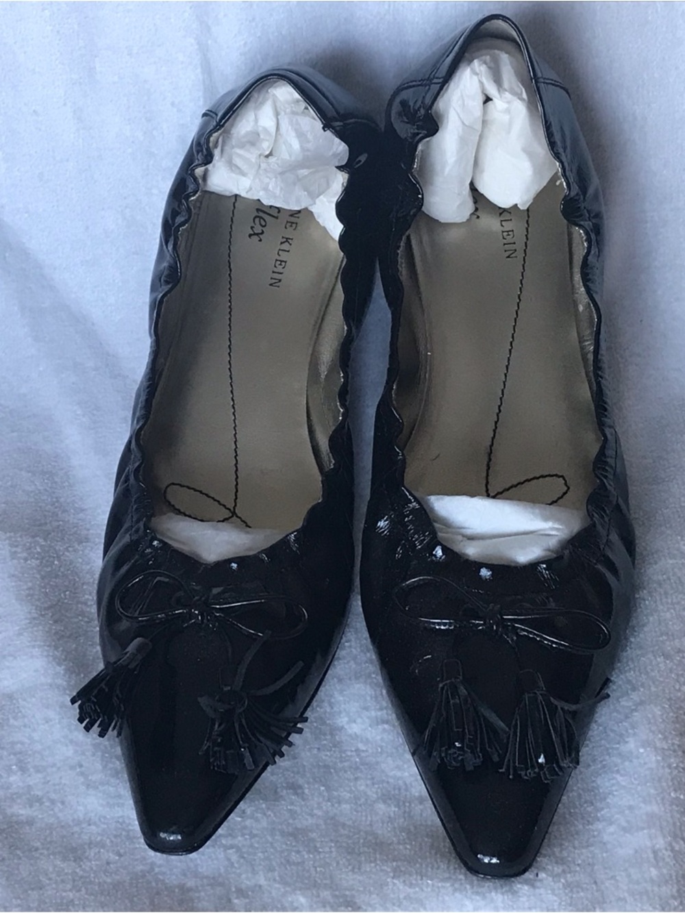 Anne klein iflex tassels ruched patent leather shoes Size 8